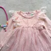 Cc rosa 1-6y baby girl splicing tulle spets klänning spädbarn toddler prinsessa tutu flygande ärm parti barn goaze kläder 210529