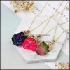 Pendentif Colliers Pendentifs Bijoux De Luxe Quartz Pierre Naturelle Irregar Cristal Druzy Guérison Pierre Précieuse Or Chaîne Collier Pour Femmes S Goutte