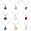 12 Kolory Birthstone Water Drop Wisiorek Łzy Szkło Kryształowy Charm Naszyjnik Kobiety Biżuteria