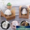 1pcs Muffin Cupcake Baking Packaging Portable Western Cake Cheese Box Mousse White Brown Square Gift For Baby Shower Wrap Factory price expert design Quality Latest