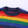 Mudkingdom Baby-Mädchen-Pullover, Regenbogen-gestreift, superweich, langärmelig, gestrickt, für Kinder 210615