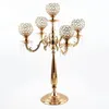 Party Decoration 12 SZTUK) Europejskie Eleganckie Wysokie 5 Arms Wedding Gold Crystal Candelabra dla Centerpiece Seniu1335