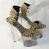 Pouce sexy léopard imprimé hauts talons avec plate-forme chaussures en cristal 20 cm dame danseuse exotique robe orteil