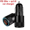 chargeur de voiture pd 20w sortie d'interface typec et chargeurs rapides qc