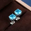 Square Crystal Earrings Green Cubic Zircon Diamond Stud Earrings for Women Valentine's Gift Fashion Jewelry Will and Sandy