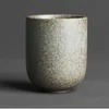 Vintage vatten kopp och tallrik 130ml liten mun kopp japanska stengods handgjorda grova keramik ceremoni skål rånar