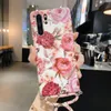 Casi di telefono vintage foglia di banana fiore per Samsung S21 Plus S20 S10e S10 S9 S8 Plus Crossbody cordino Cover posteriore morbida