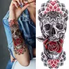 Autocollant de tatouage forêt noire pour hommes femmes enfants tigre loup mort crâne tatouage temporaire faux squelette roi Animal Tatoo6111139