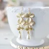 Lampadario pendente stile etnico fiore dorato goccia orecchini di perle boemia lunga nappa da donna gioielli da sposa regali accessori per ragazza