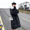 Women's Trench Coats Women's Faux Fur Collar Hooded Winter Woman Coat 2022 Long Sleeve Thickening Keep Warm Parka Elegant Ladies Solid