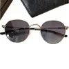 Luxus-Design, runde Titan-Sonnenbrille, UV400, Retro-Vintage-Silber-Design für Männer und Frauen, 53-20-138, modische Unisex-Brille mit Farbverlauf, Gold- und Silber-Komplettsetui