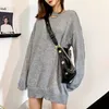 Peut-être U Femmes Gris Pull O Cou Pulls À Manches Longues Halter Lettre Lâche Pull D'hiver M0395 210529