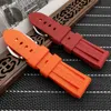 Silicone Rubber Watchband 22mm 24mm 26mm Black Blue Red Orange white watch band For PAM Strap Waterproof watchband free tool