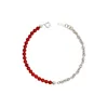 justine clenquet Silver chain red agate beadsmen's and women's necklaces, fashion festival gifts