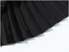 ブラックソリッドボタンAラインプリーツRUCHED MIDIスカート帝国サマーカジュアルS0070 210514