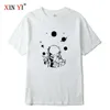 Xinyi Mäns T-shirt 100% bomull T-shirt Högkvalitativ Rolig Moon Men T Shirt Loose Cool O-Neck Loose T-shirt Man Toppar Toppar Y0809