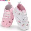 Infant born Baby Girls Polka embroidery spring Lace-Up First Walkers Sneakers Shoes Toddler Classic Casual Shoes 210713