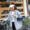 Moto Biker Denim Jacke Weibliche Frühling Herbst Punk Stil Gestickte Nieten Fransen Tasche Denim Kurze Frauen Top Abrigo Mujer 210520