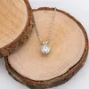 Authentic Sterling Silver 925 Collier 2 Ct Round Solitaire Zirconia Diamond Pendant Femmes Bijoux de mariage Bijoux d'anniversaire XD117290I