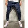 Röhrenjeans Herren Hip Hop Elastizität Gummizug in der Taille Schwarz für Streetwear Slim Fit Bleistifthose 211108