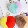 3 TEILE/LOS Plüsch Schlüsselanhänger Spielzeug Kleine Anhänger Weiche Puppe Nachahmung Kaninchen Gefüllte 11 cm Herz Pelz Ball Durch Telefon Taschen geschenk GMR124