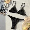 Riseado Sexy Micro Bikini Push Up Swimwear Women Swimsuit Solid Bathing Suit High Cut Thong Biquini Strap Set Summer 210722