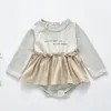 0-3y primavera versão coreana criança adorável vestido bebê menina roupa nascida bodysuit outfits meninas 210417