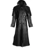 Giacca gotica moda uomo Cappotto lungo Cappotto in pelle Giacca in ecopelle Moda banchetto retrò Giacche nere da uomo S-5XL 211011