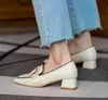 Tasarımcı Kadın Loafer'lar Vintage Papyon Tıknaz Topuk Ayakkabı Hakiki Deri Tembel Kare Toes Basitlik Sığ Ağız Moda Lady Rahat Ayakkabılar