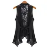 Stora Yards Chiffon Vest i den långa sektionen Chiffon Lace Vest Jacket Stand Collar Asymmetric Hem Chiffon Vest Tops S-XXXXXL 210819