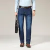 Jeans pour hommes Style classique Smart Business Men Office Work Wear Pantalon Droit Denim Pantalon Casual Quotidien Lâche Grande Taille Élastique Polaire