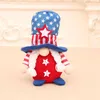 Söt Amerikansk Independence Day Sitting Doll Star Striped Faceless Dvärg Rudolph Plush Djur Dolls Kids Gift