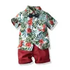 Melario Boy Clothes Set Toddler Baby Kid 2PCS Outifit Set Banana Leaf Stampa T-shirt corta e pantaloni corti Set di vestiti Gentelman 210412