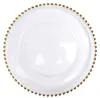 21cm round wedding clear Dishes & Plates golden glass beaded charger pates plate for table decoration