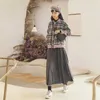 冬のハイウエストスエードウォームスカートビンテージ女性長いプリーツスカート韓国スタイルソリッドファッションシンプルサイアミュージャーファルダス210619