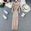 Gaganight Spring Autumn Bodycon Party Women Dress Solid Long SLeeve V Neck Criss Cross Maxi Bodycon Dresses Female Chic Vestidos 210519