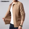 Camisola de marca de caodronia homem streetwear moda casaco outono inverno quente cashmere lã cardigan com bolso 91104 210909