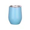 12oz Wine Tumbler Mugs Double Wall Egg Shape Cups Stainless Steel Tumblers With Lid Insulated Glasses Wedding Favors WLL-YFA2717