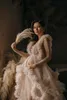 2023 Robes de soirée Chic Champagne Tulle Kimono Femmes Robe pour Photoshoot V Cou Robes De Bal Cape Africaine Cape Maternité Photographie Superposition Vêtements De Nuit