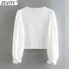 Kvinnor Mode O Neck Lace Crochet Hollow Out Broderi Kort Smock Blus Kvinna Ruffles T Shirts Chic Blusas Tops LS7523 210416