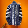 女性のランタンスリーブストリートウェアコート女性秋ファッション服210527のためのパッチワークのフリルデニムジャケット