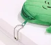 Cacho de pelúcia de pelúcia bolsa de bolsa de bolsa dos desenhos animados projetar projeto da carteira de moedas Mudança de expressão saco crianças crianças criativas de presente verde fecho de zíper