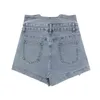 Verão harajuku zipper patchwork denim shorts mulheres moda alta cintura jeans short lady coreano cowboy calças 210515