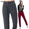 Ondergoed vrouwen harembroek massief elastische taille broek katoen losse joggingbroek casual broek rood zwart grijs plus maat Y211115