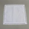 Newset of 12 Fashion Wedding Handkrief White White Cotton Hankies مع حواف الرباط المطرزة خمر السيدات Hanky ​​RRB13865