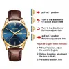 OLEVS Men Watche Top Brand Luxury Fashion Bussness Pelle traspirante Mano luminosa Orologio da polso al quarzo Regali per uomo 210804