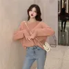 Irregular Sweater Pullover Women Solid Fashion Korean Style Knitted Jumper Casual Top Arrival Autumn Winter 210604