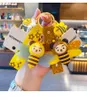 Cute insect Cartoon bee Keychain Fashion geometric honeycomb bee Girls Phone Bag Bacpack key ring chain bumblebee Gift G1019