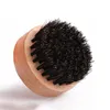 Nova Bristle Beard Brush Round Wooden Handle Handle Homens Barbas Pente Face Massagem Care Tools Boar Bristle Modach Brushes ZZB12181