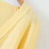 Harajuku V-hals vest Geel met lange mouwen single-breasted gebreide chique vrouwen trui All-match Sweet Holiday Vrouwelijke trui 210507